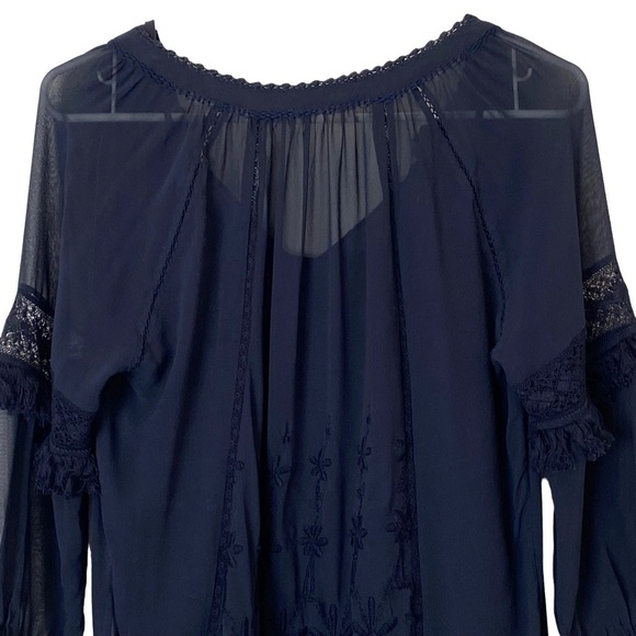 Ulla Johnson Frances Embroidered Silk Mini Dress in Navy, Size 2 - Picture 10 of 15